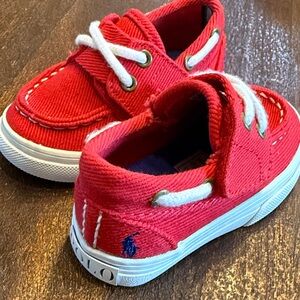 Polo by Ralph Lauren Red Canvas Sneakers with White Laces